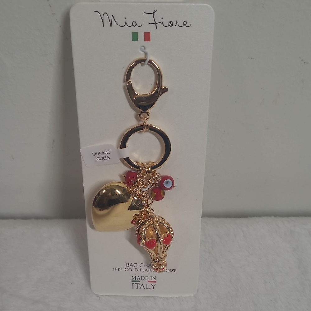 Mia Fiore Red and Gold Key Holder with Elegant Charms